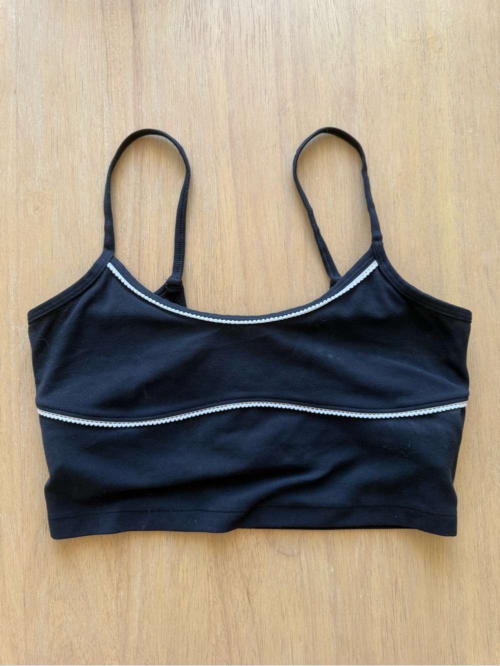 YPB Black Picot-Trim Sports Bra